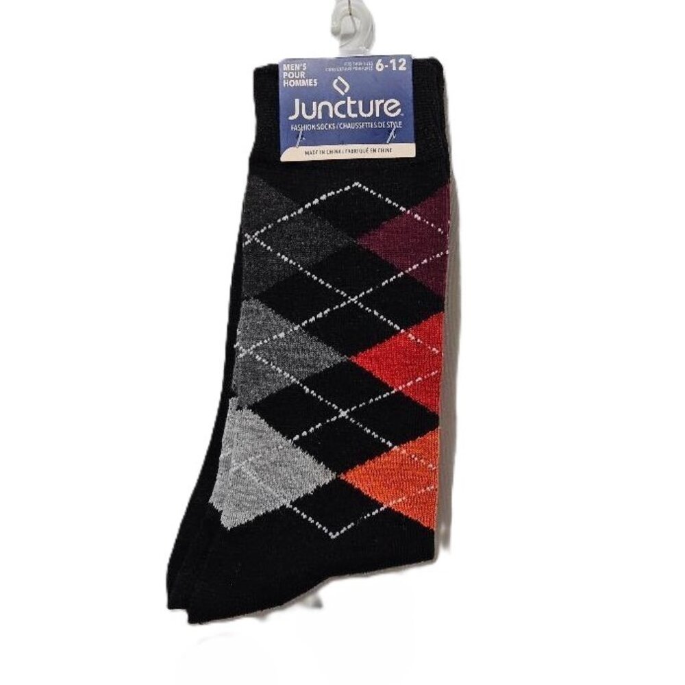 New HALLOWEEN ARGYLE BLACK GREY ORANGE SOCKS